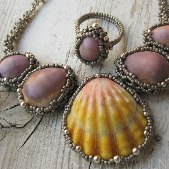 Hawaiian Sunrise Shell and Cowrie Necklace