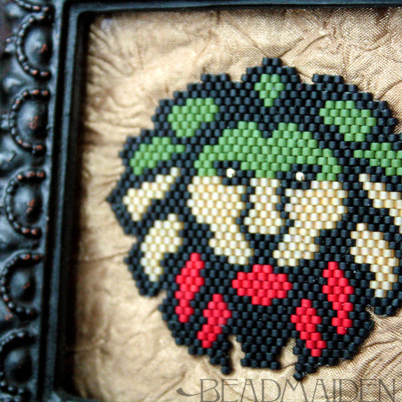 Framed Lion Beadwoven Art