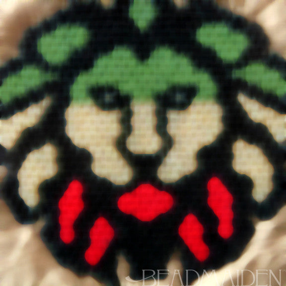 Framed Lion Beadwoven Art