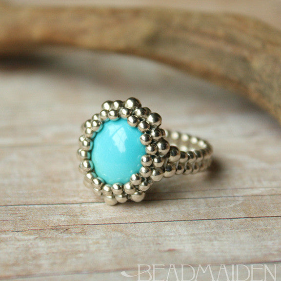 Beadwoven Sleeping Beauty Turquoise Ring