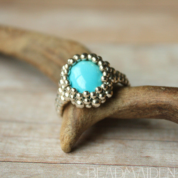 Beadwoven Sleeping Beauty Turquoise Ring