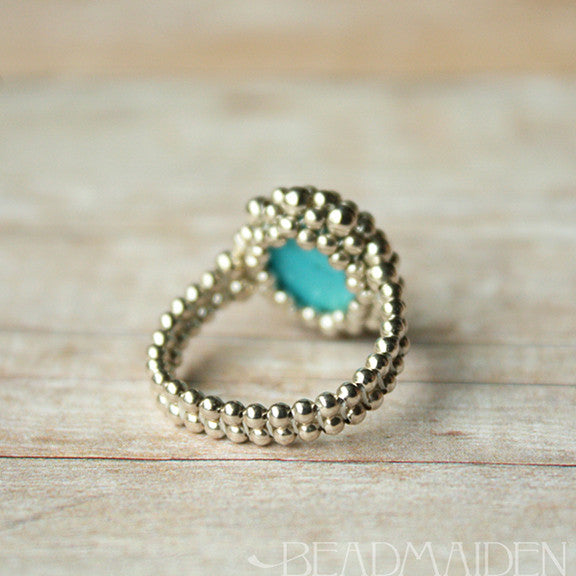 Beadwoven Sleeping Beauty Turquoise Ring