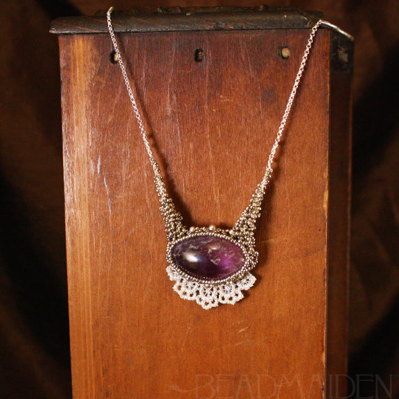 Woven Amethyst Necklace with Lace